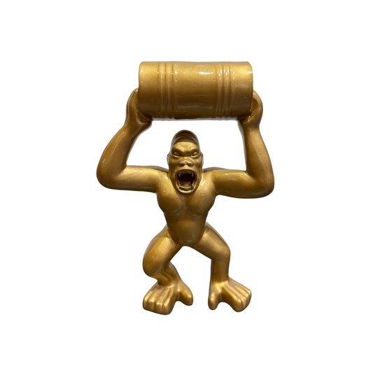 Statuette "Gorille avec Baril" | Version Dorée