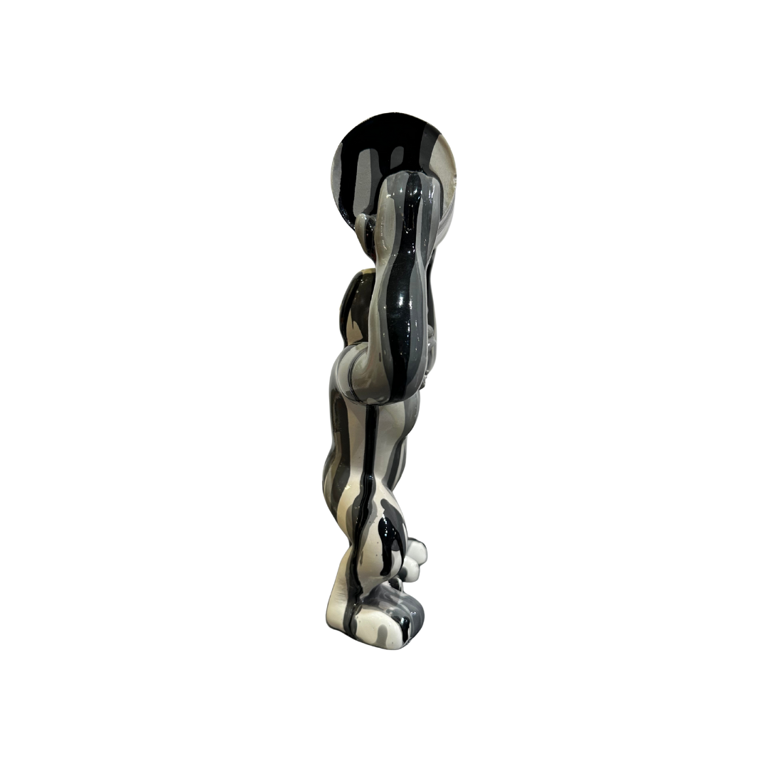 Statuette "Gorille avec Baril" | Motif Camouflage Gris