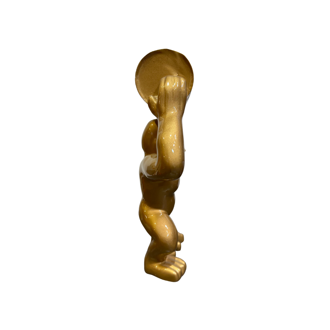 Statuette "Gorille avec Baril" | Version Dorée