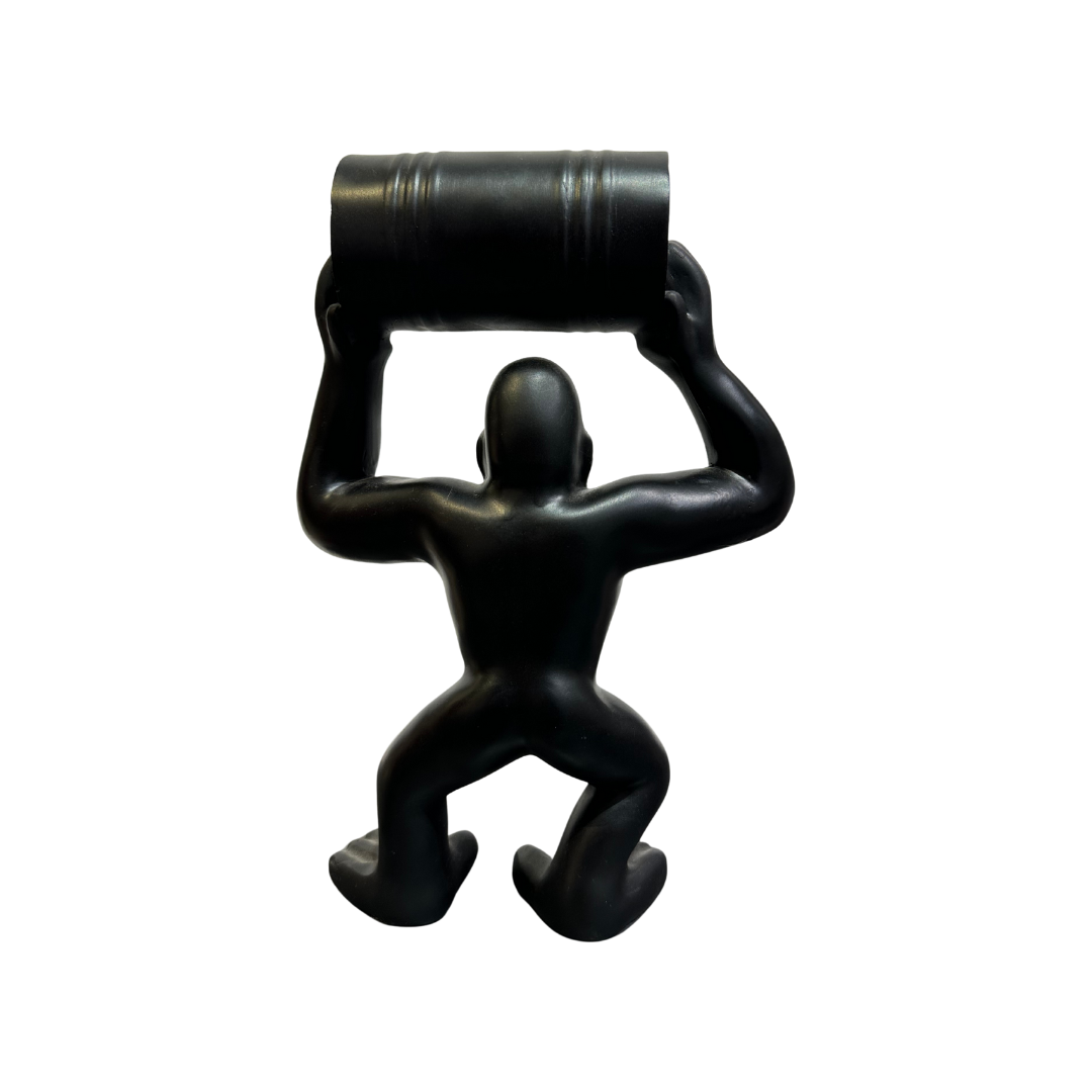 Statuette "Gorille avec Baril" | Version Noire