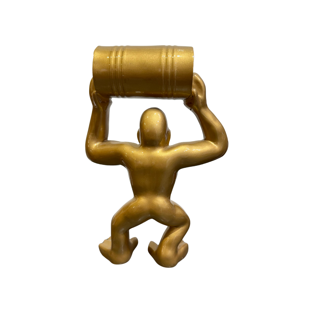 Statuette "Gorille avec Baril" | Version Dorée