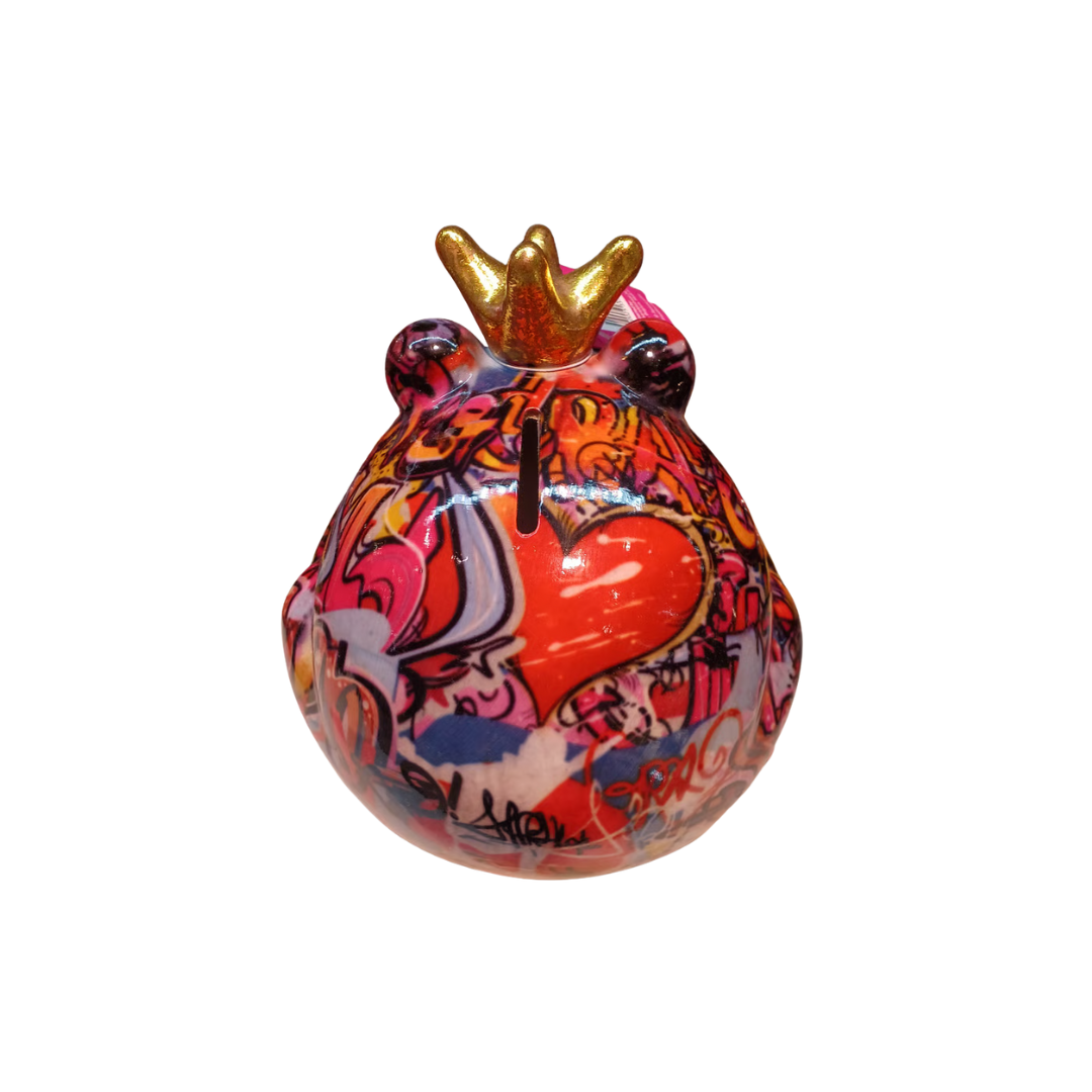 Tirelire "Grenouille Freddy" – Street Art Rouge