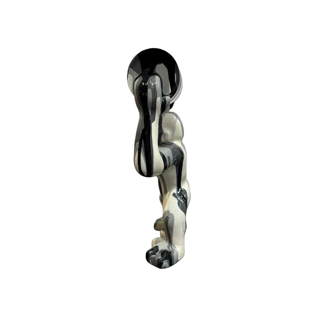 Statuette "Gorille avec Baril" | Motif Camouflage Gris