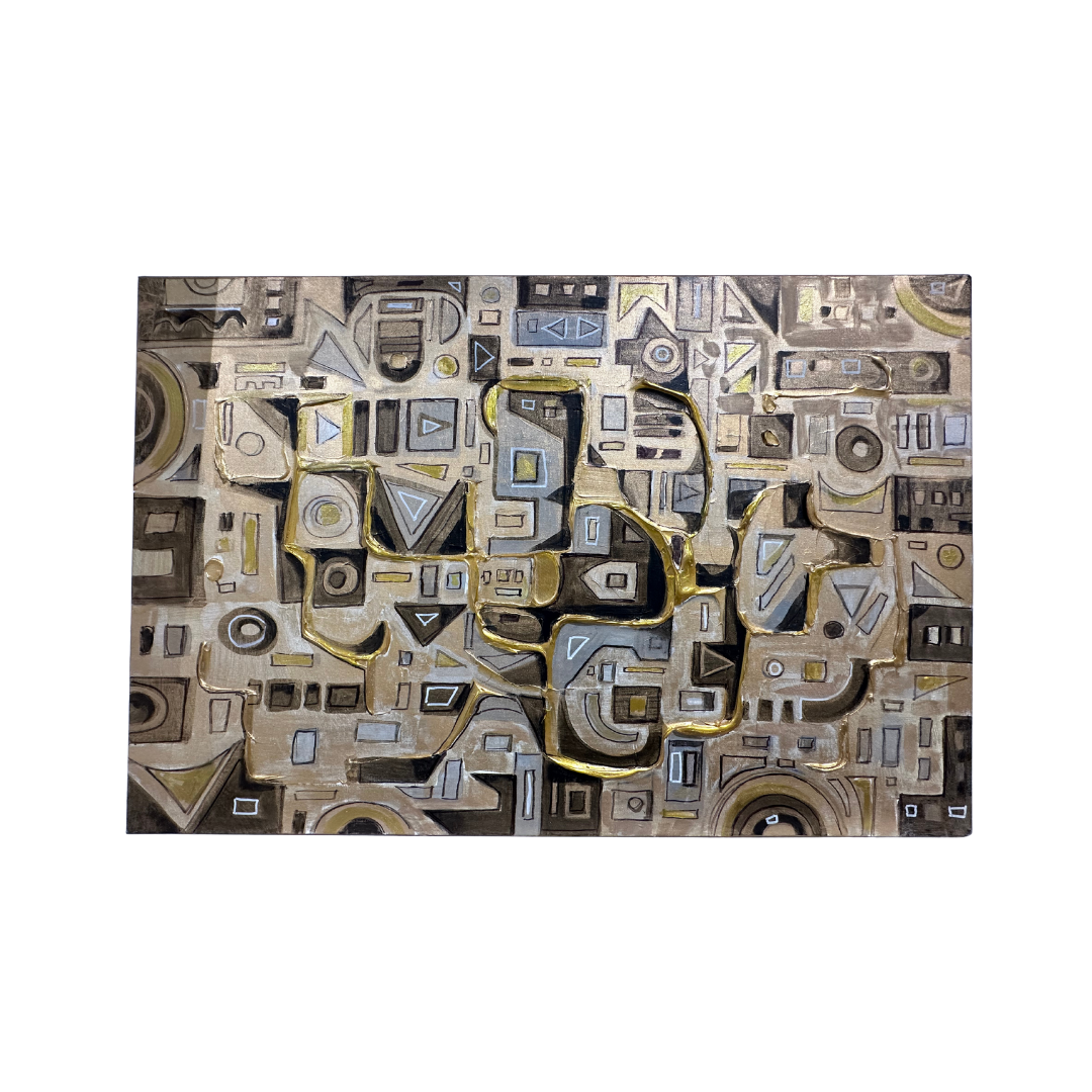 Tableau “Composition Abstraite Dorée”