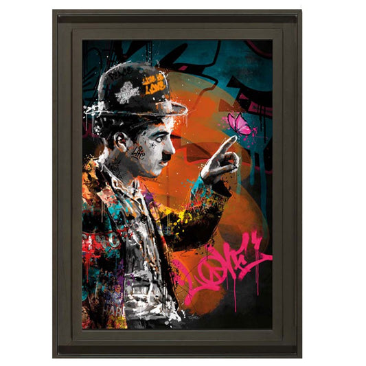 Tableau "Chaplin & le papillon" de Romaric
