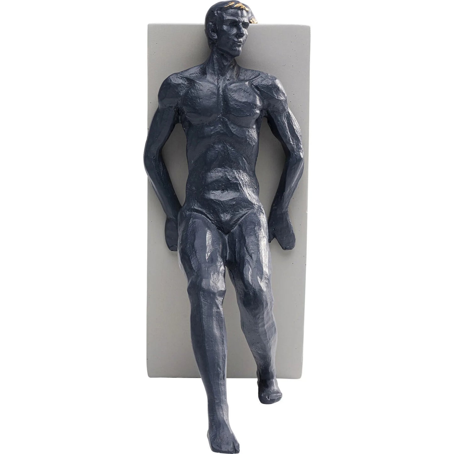 Statuette hommes lutte en polyrésine bleue et blanche 23x38