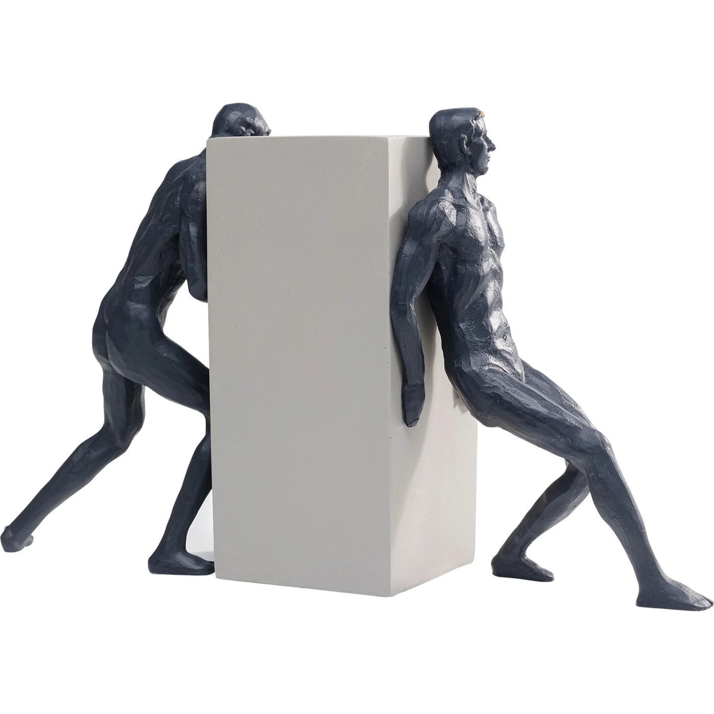 Statuette hommes lutte en polyrésine bleue et blanche 23x38