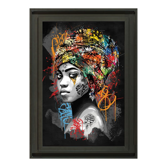 Tableau Street Art Portrait Africain "Inaya"